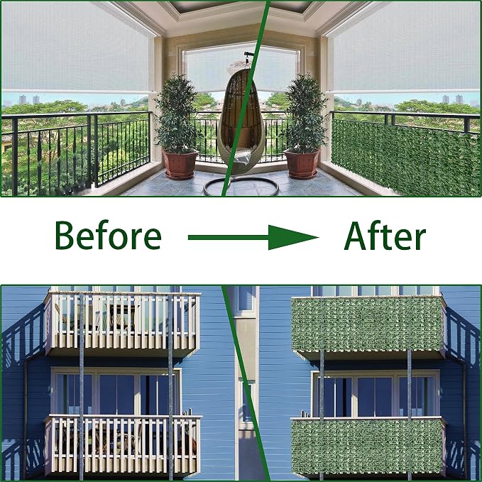 Artificial Fence Privacy Screen: 6FT x 50FT UV-Anti Faux Greenery Backdrop Ivy - Image 6